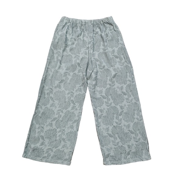 CP Shades Pants - CP Shades Sage Green Floral Jacquard Wide Leg Pants Pull On Resort Boho Size M